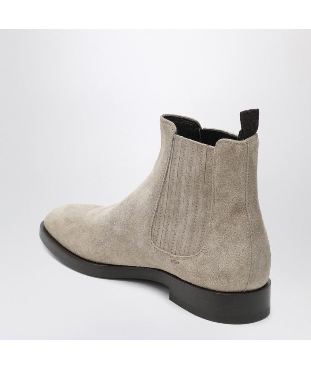 BRUNELLO CUCINELLI Бежевые замшевые высокие ботинки, фото 3