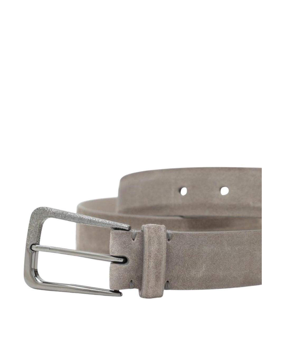 BRUNELLO CUCINELLI Серый кожаный ремень, фото 2