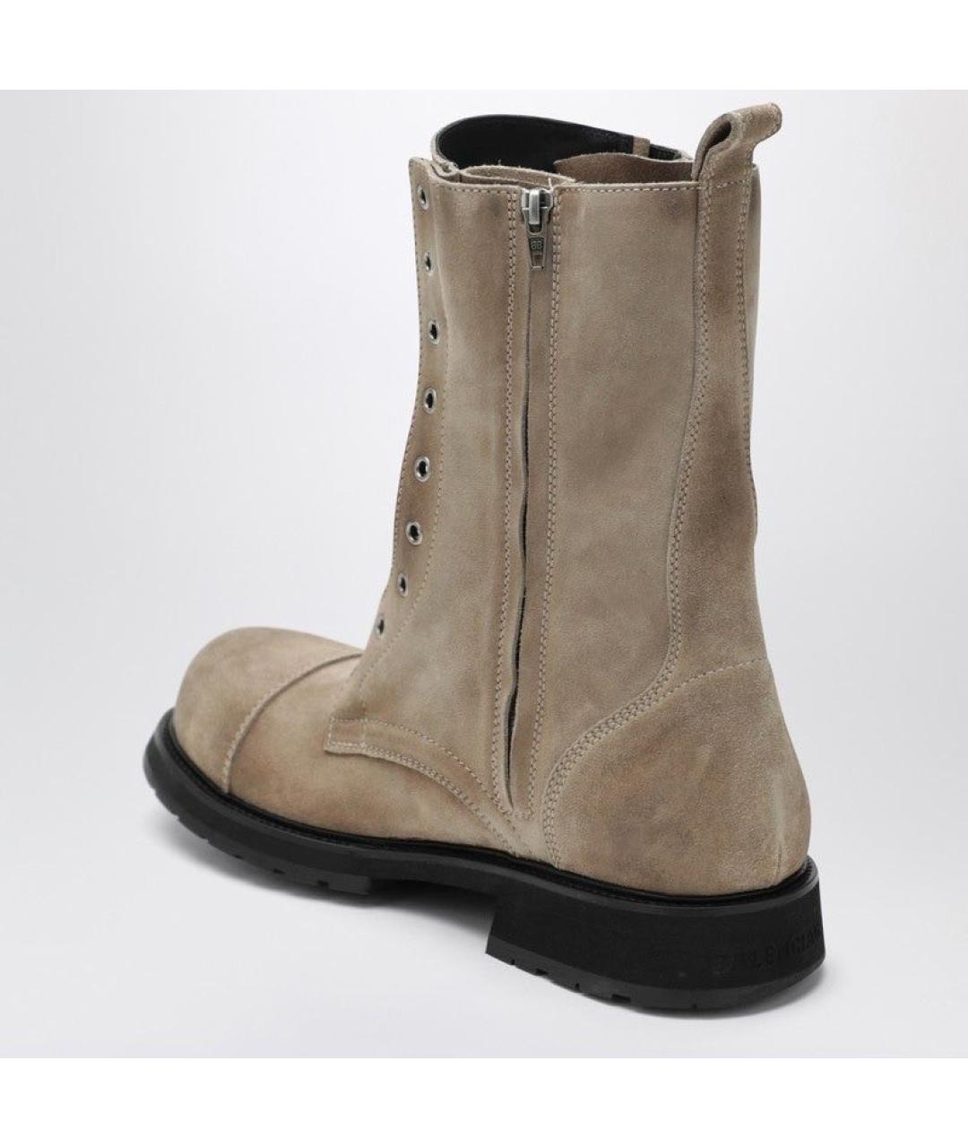 BALENCIAGA Бежевые замшевые высокие ботинки, фото 3