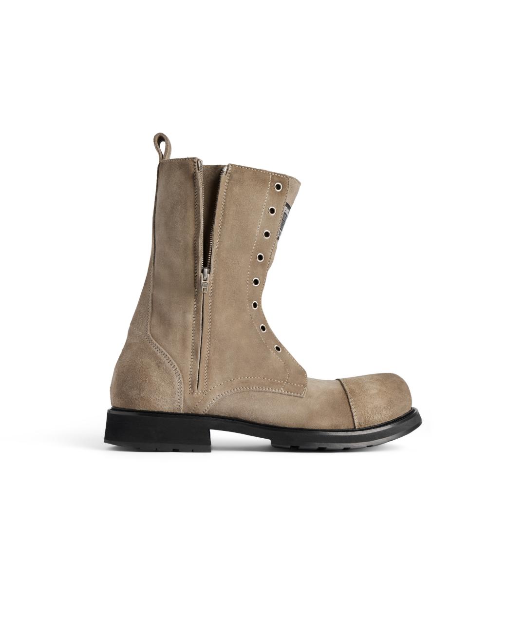 BALENCIAGA Бежевые замшевые высокие ботинки, фото 1