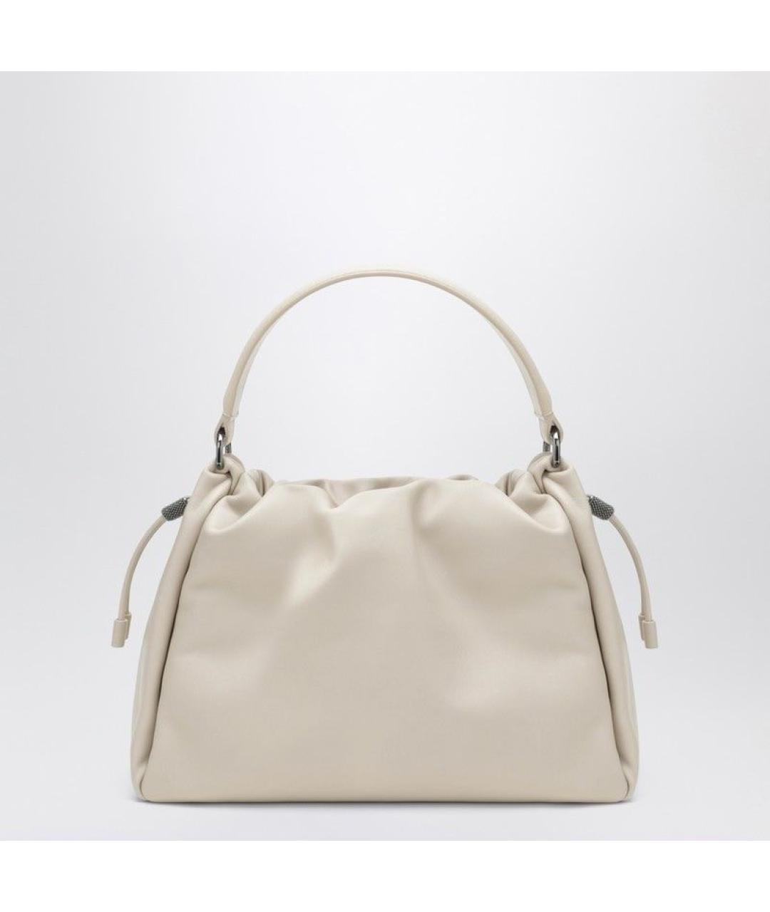 BRUNELLO CUCINELLI Белая кожаная сумка с короткими ручками, фото 2