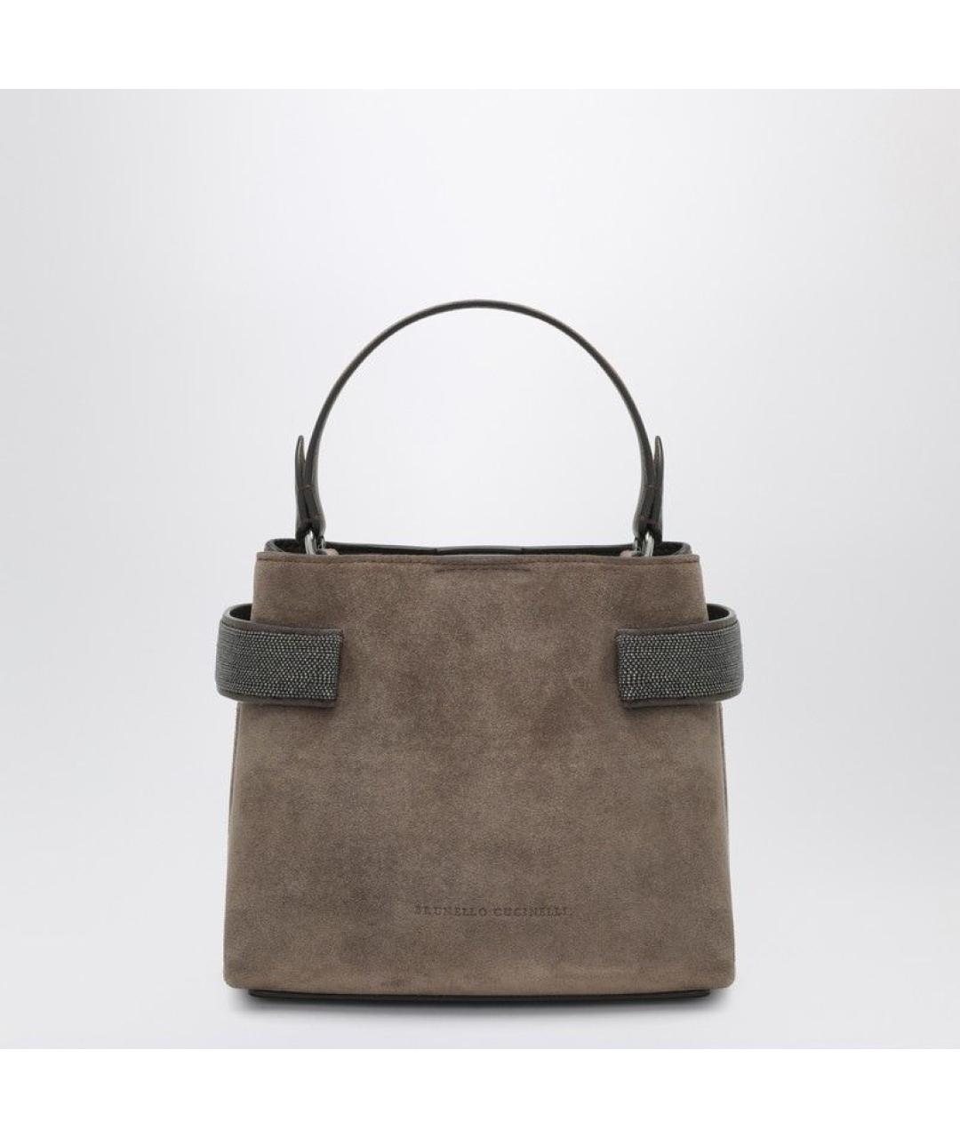 BRUNELLO CUCINELLI Коричневая замшевая сумка тоут, фото 3