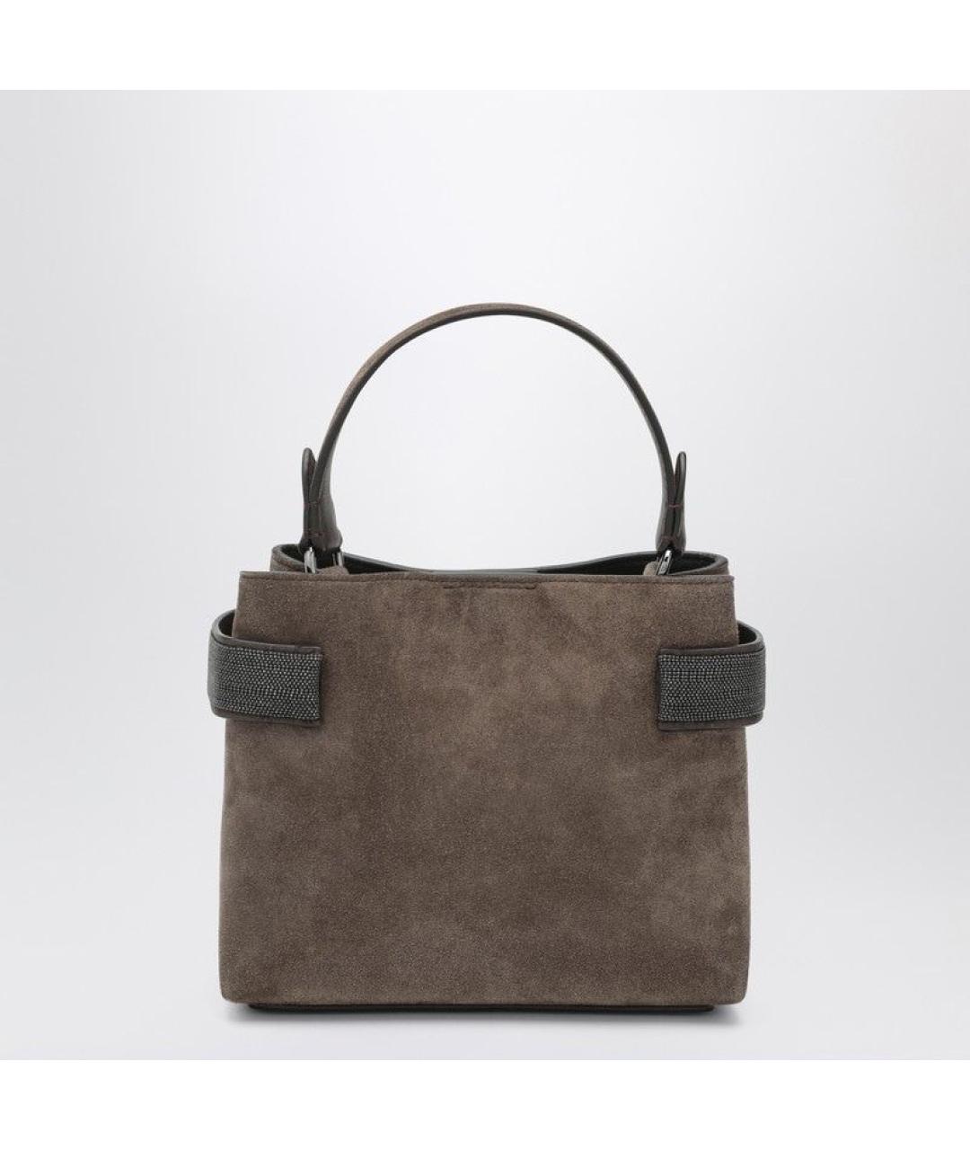 BRUNELLO CUCINELLI Коричневая замшевая сумка тоут, фото 2