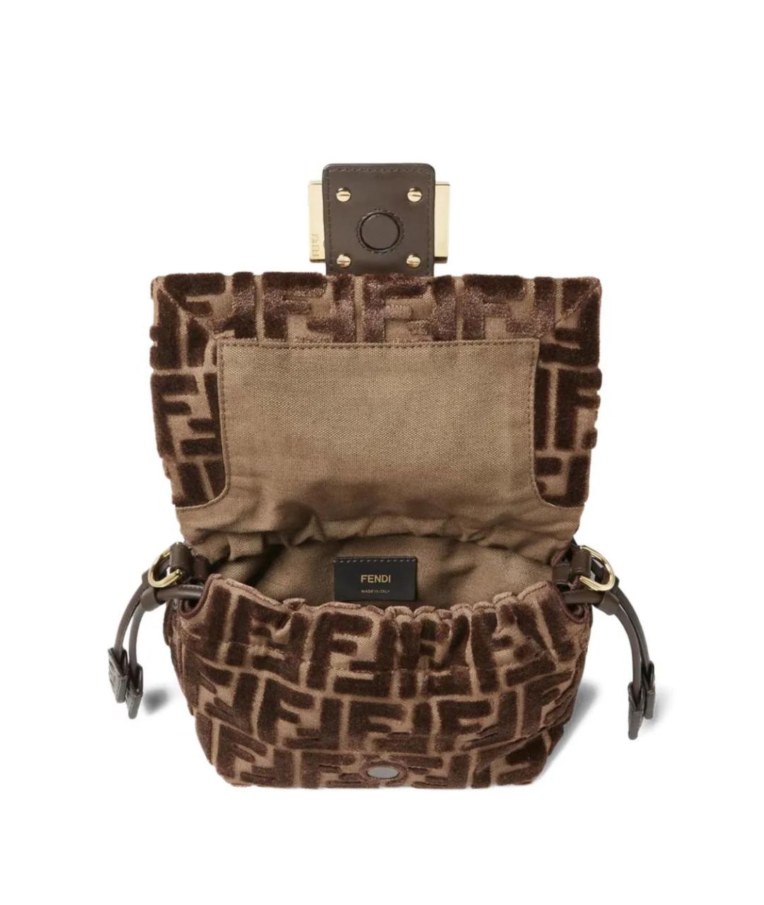 FENDI Коричневая тканевая сумка через плечо, фото 5