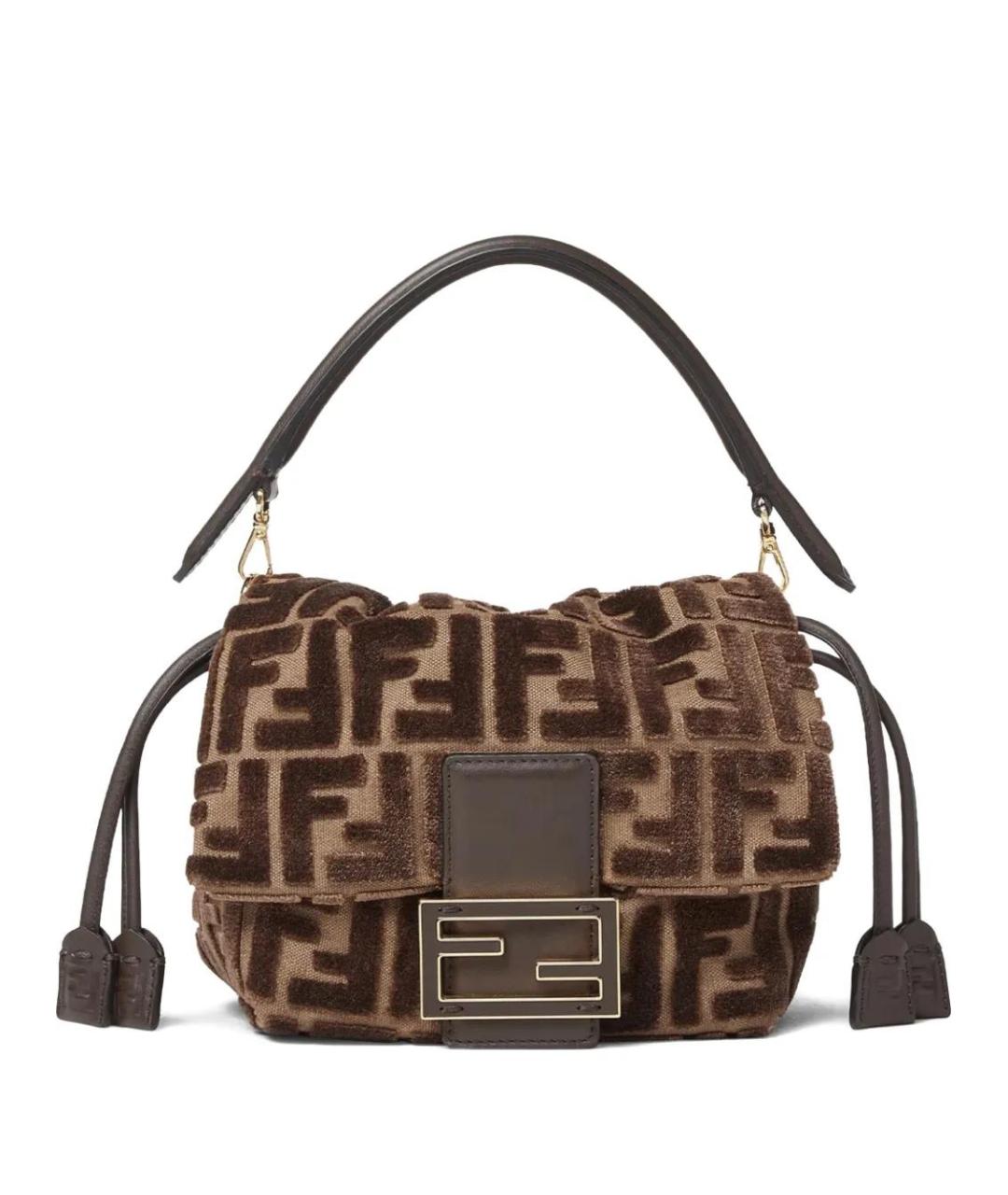 FENDI Коричневая тканевая сумка через плечо, фото 1