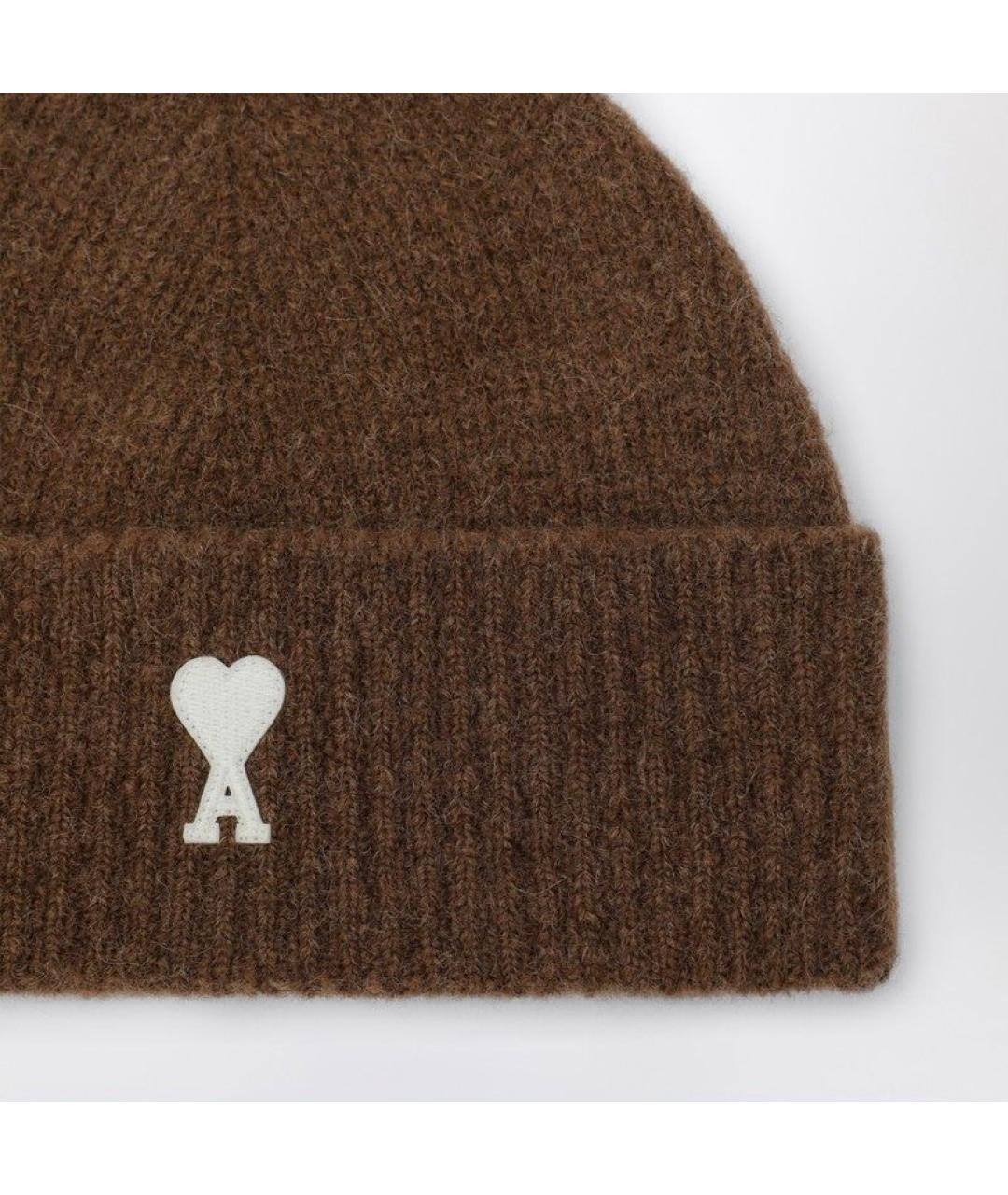 Ami Paris Коричневая шерстяная шапка, фото 2