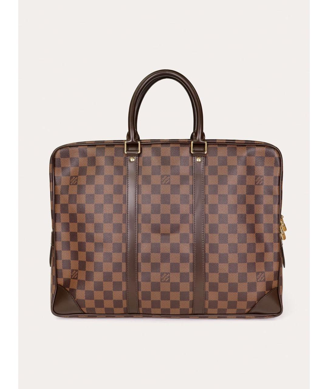 LOUIS VUITTON Коричневый кожаный портфель, фото 3