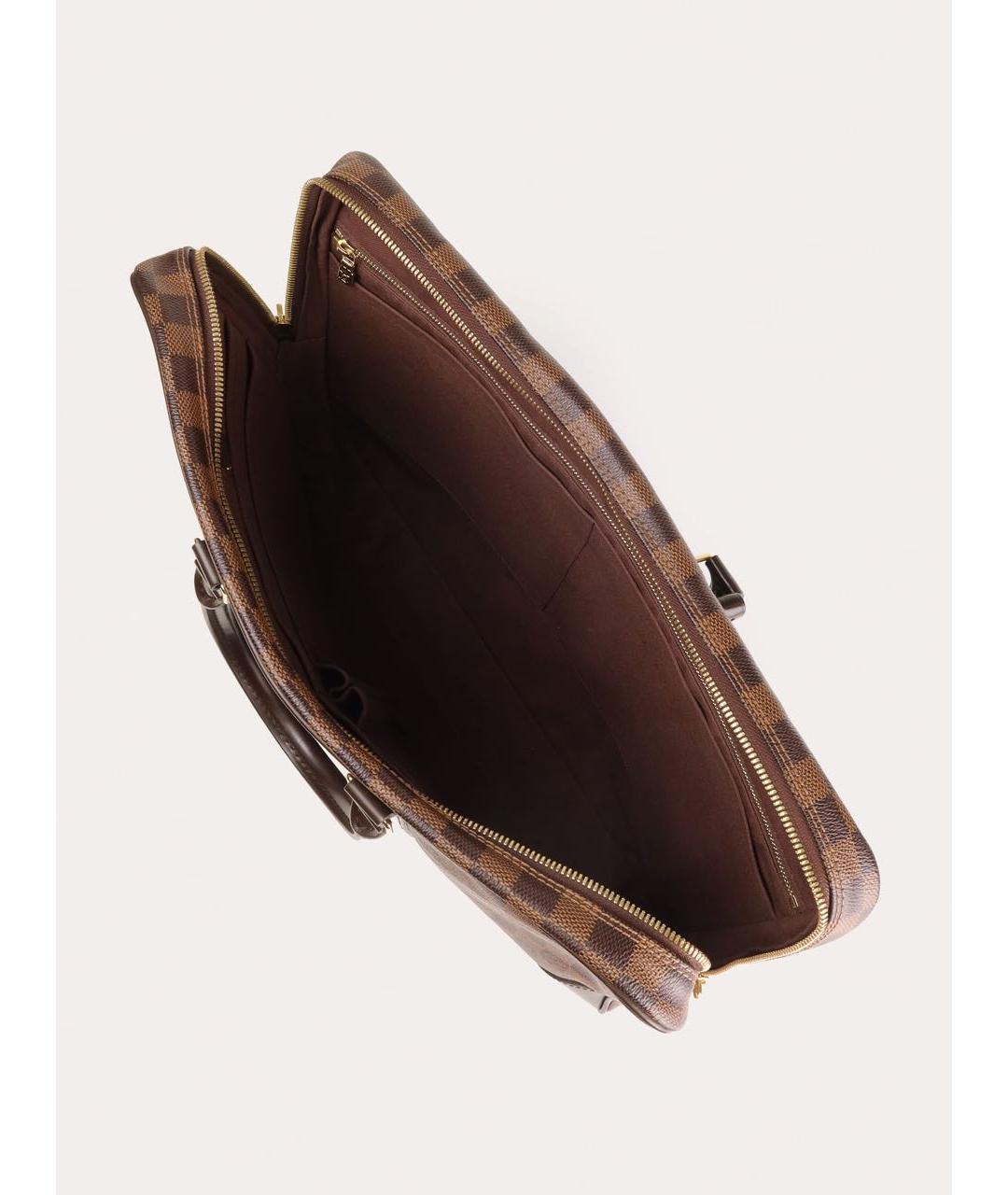 LOUIS VUITTON Коричневый кожаный портфель, фото 4