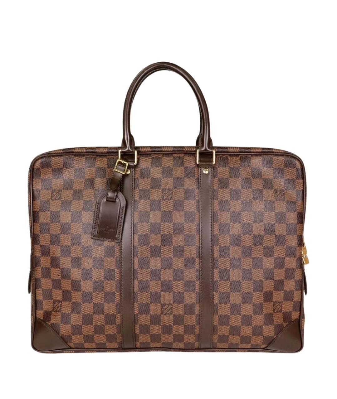 LOUIS VUITTON Коричневый кожаный портфель, фото 1