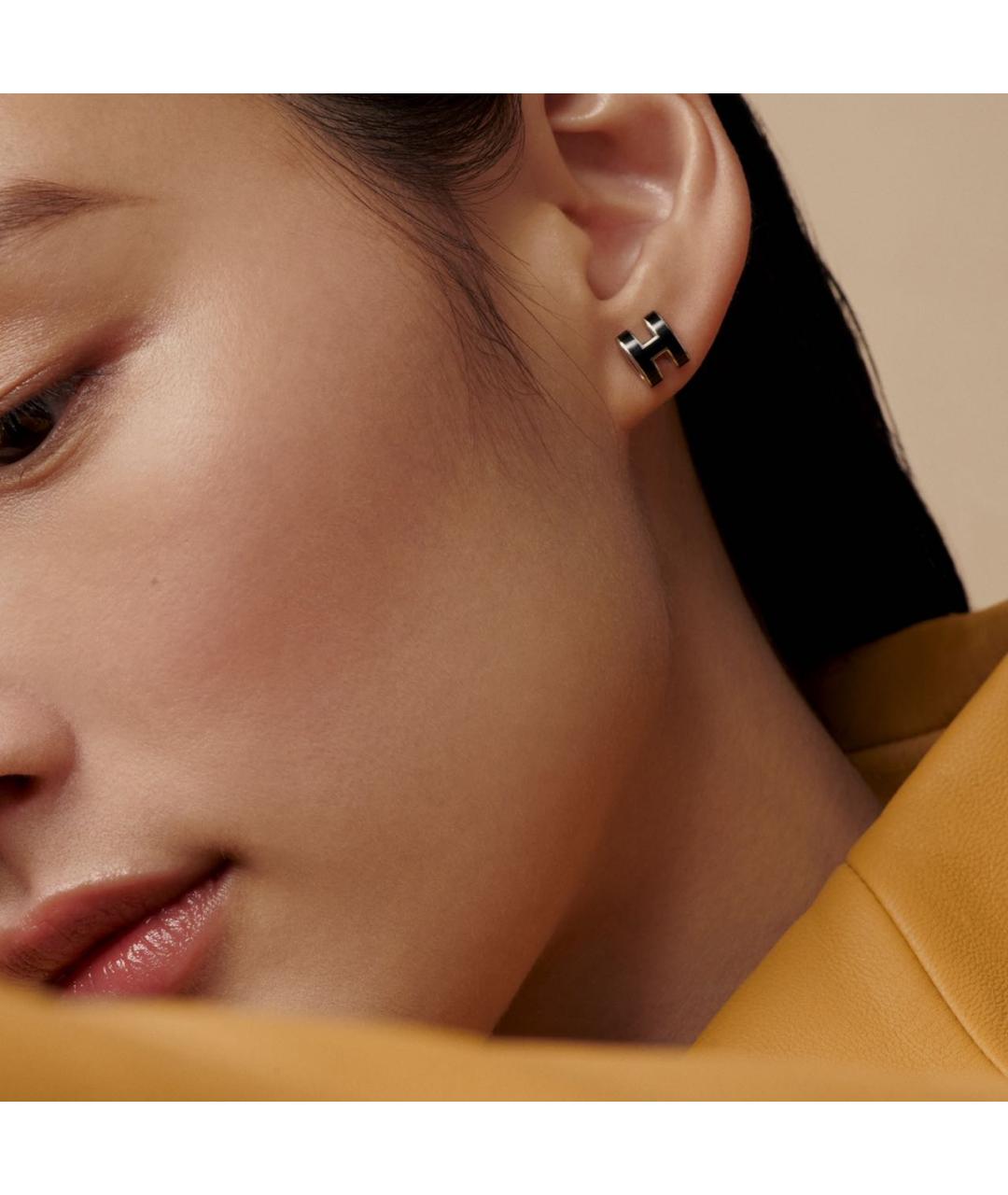 HERMES Черные металлические серьги, фото 2