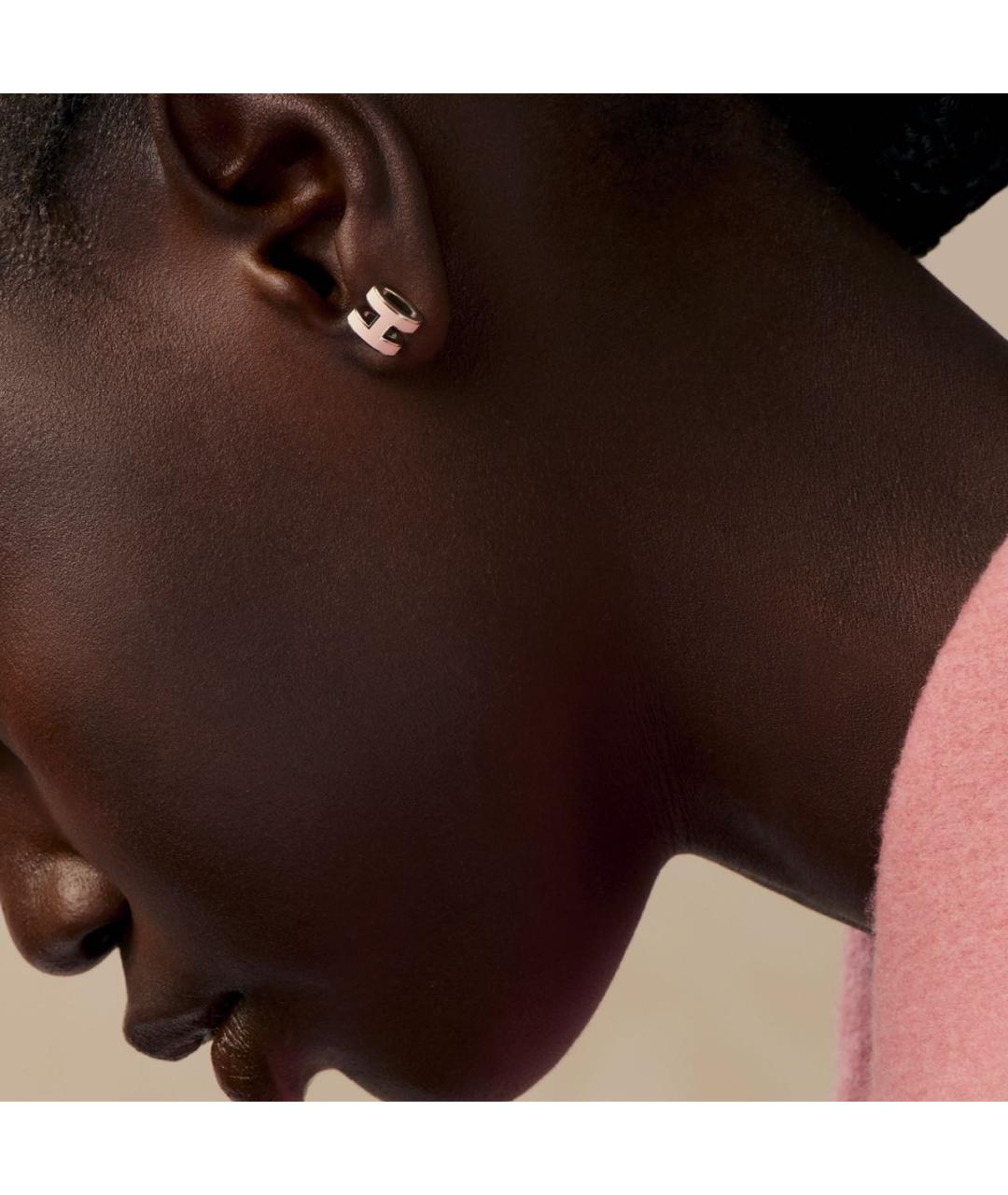 HERMES Розовые металлические серьги, фото 2