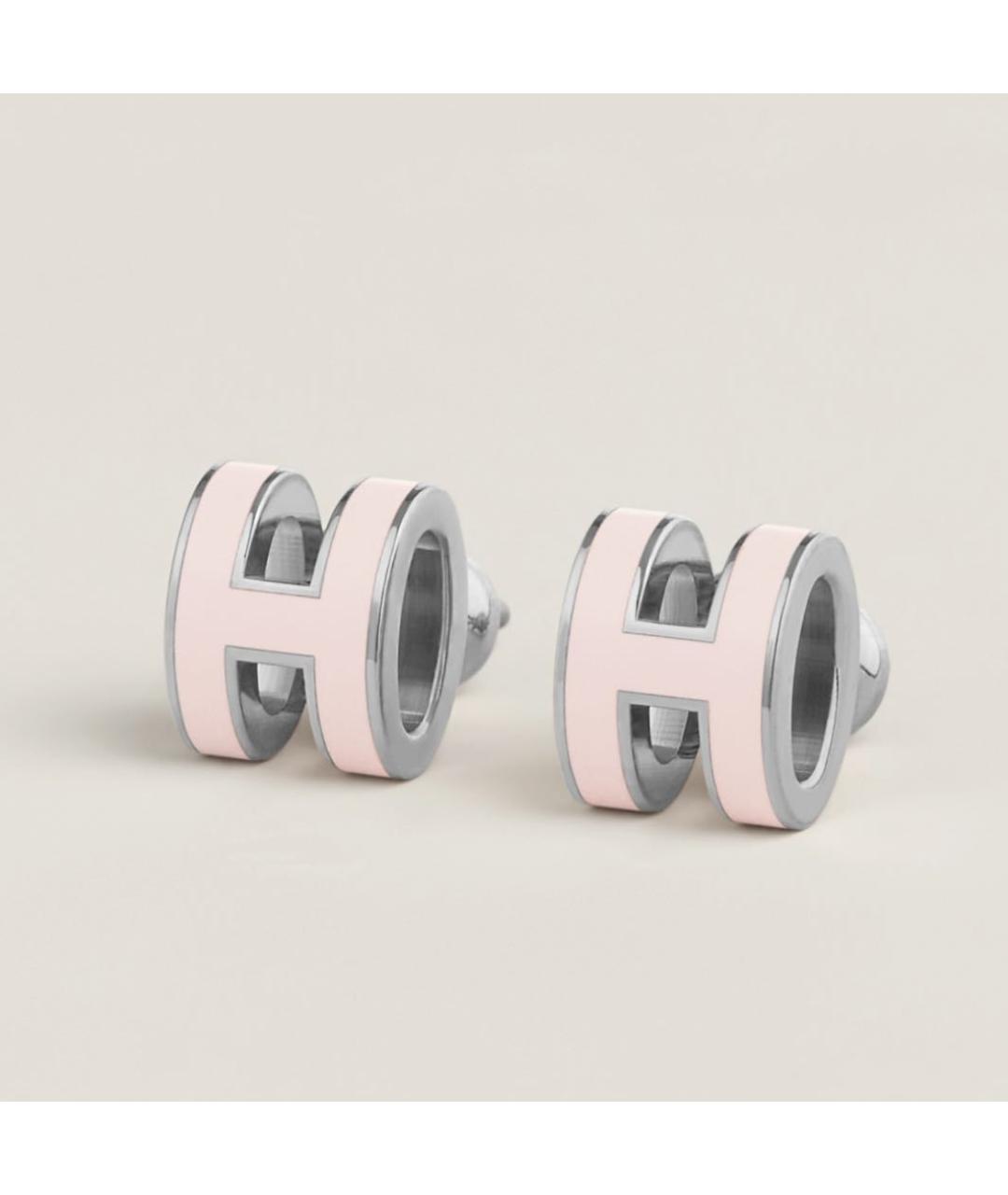 HERMES Розовые металлические серьги, фото 3