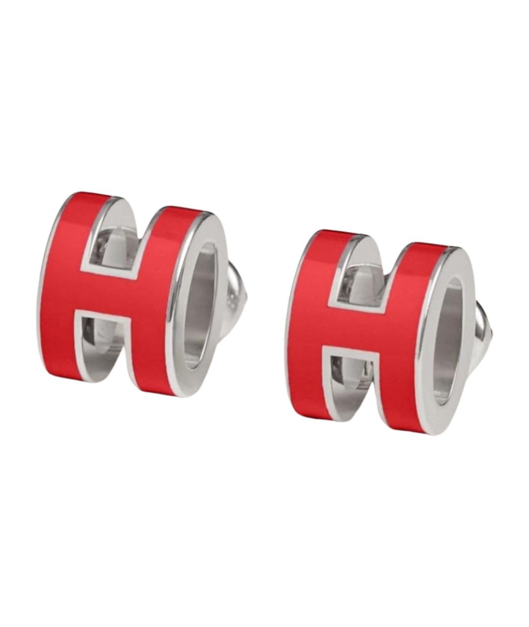 HERMES Красные металлические серьги, фото 1