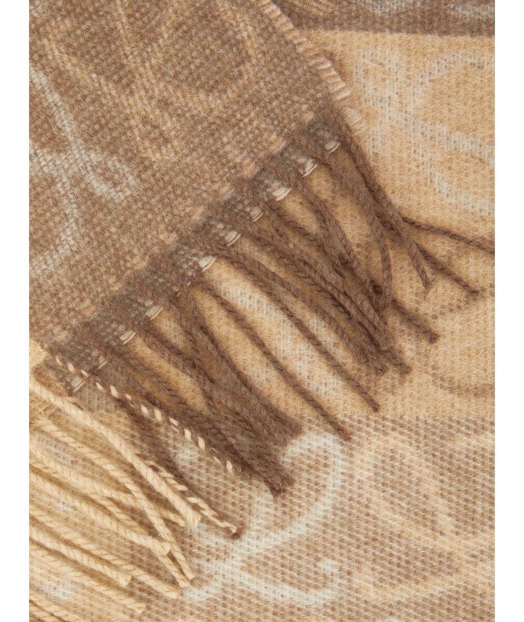 LOEWE Бежевый шерстяной шарф, фото 2