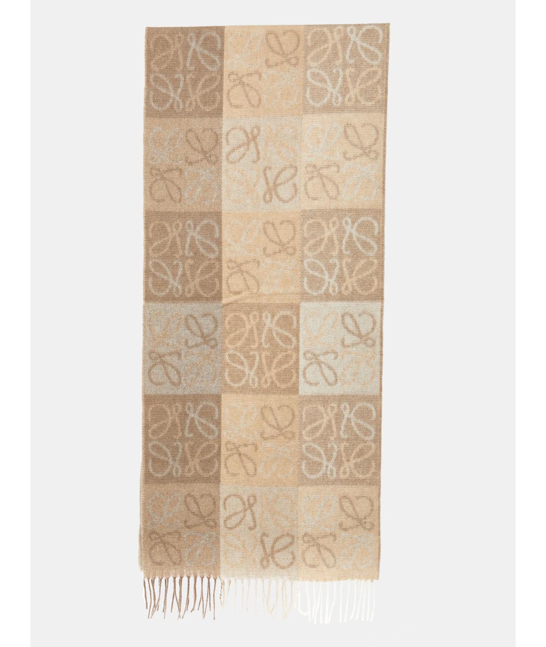 LOEWE Бежевый шерстяной шарф, фото 3