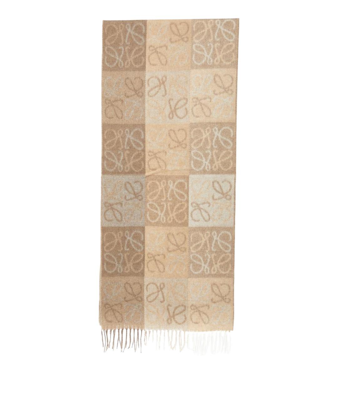 LOEWE Бежевый шерстяной шарф, фото 1