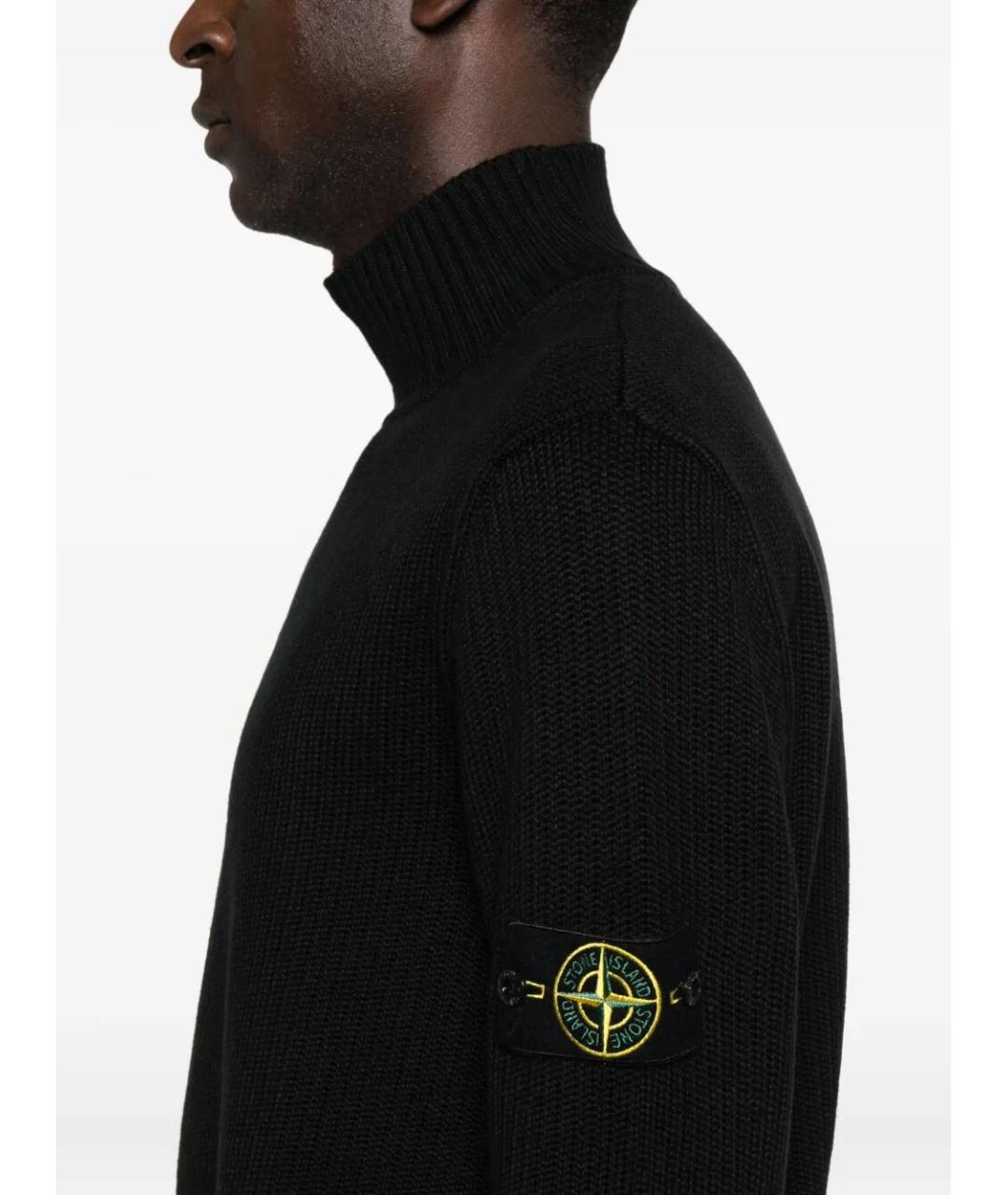 STONE ISLAND Черный хлопковый джемпер / свитер, фото 5