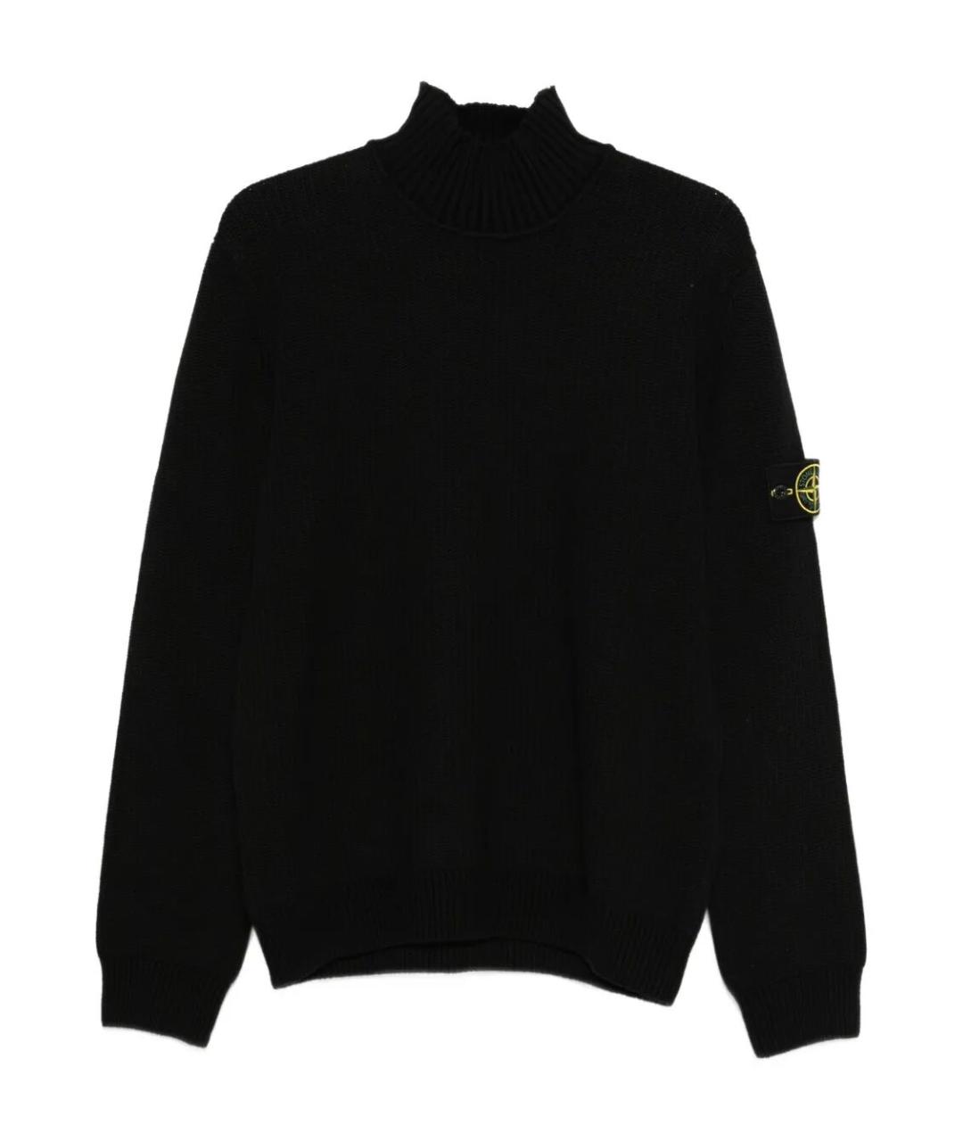 STONE ISLAND Черный хлопковый джемпер / свитер, фото 4