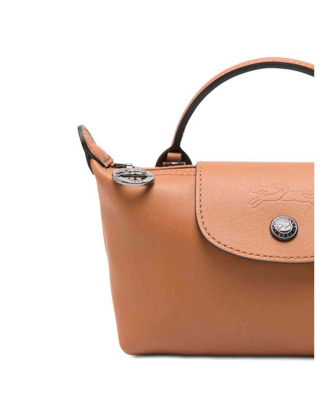 LONGCHAMP Коричневая синтетическая сумка с короткими ручками, фото 4