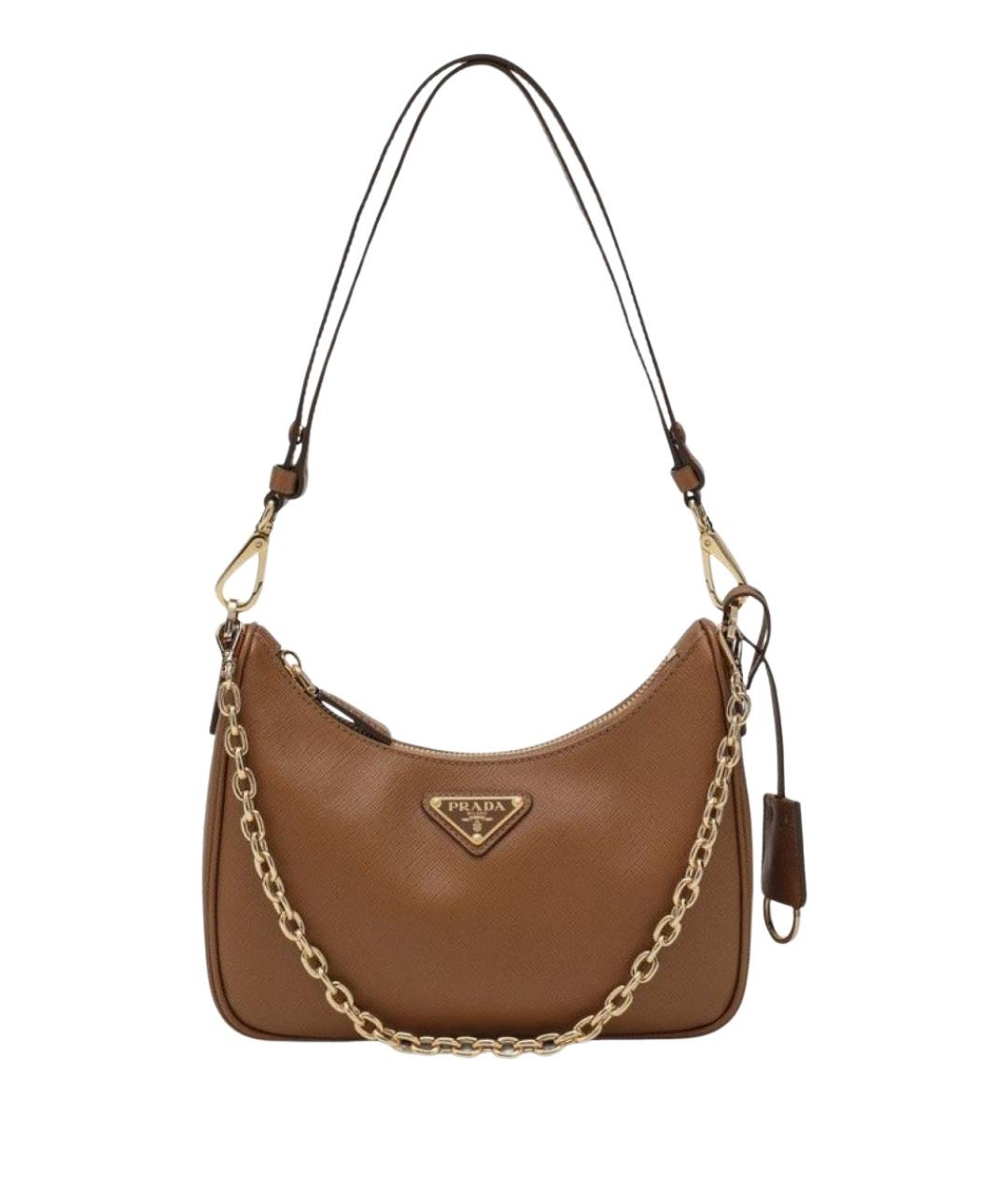 PRADA Коричневая кожаная сумка через плечо, фото 1