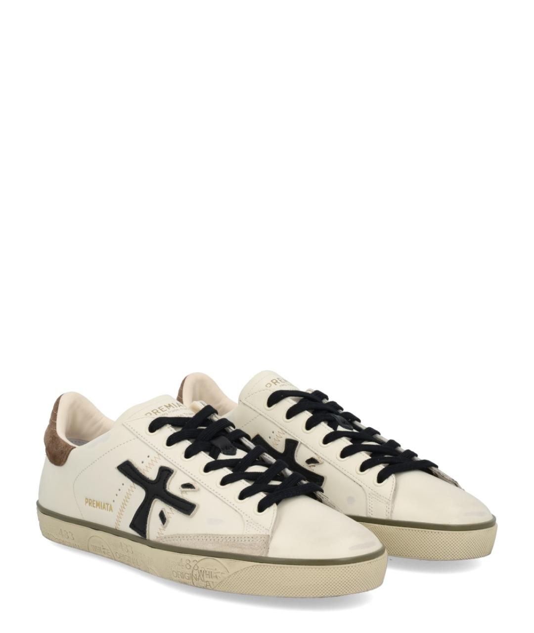 PREMIATA Белые кожаные низкие кроссовки / кеды, фото 2