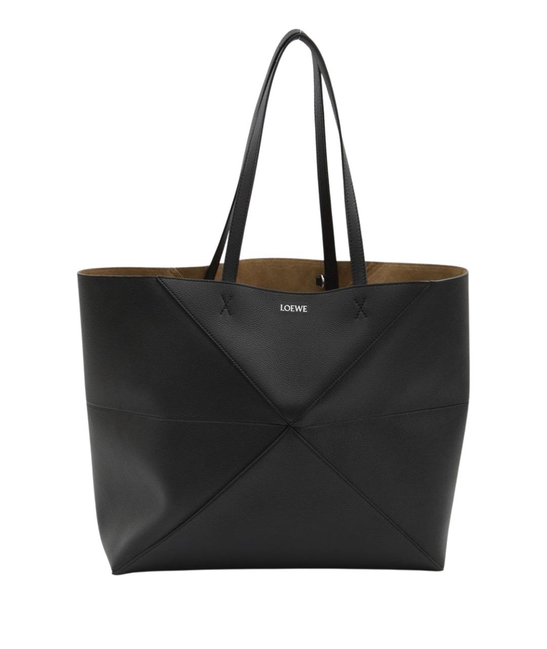 LOEWE Черная кожаная сумка тоут, фото 1