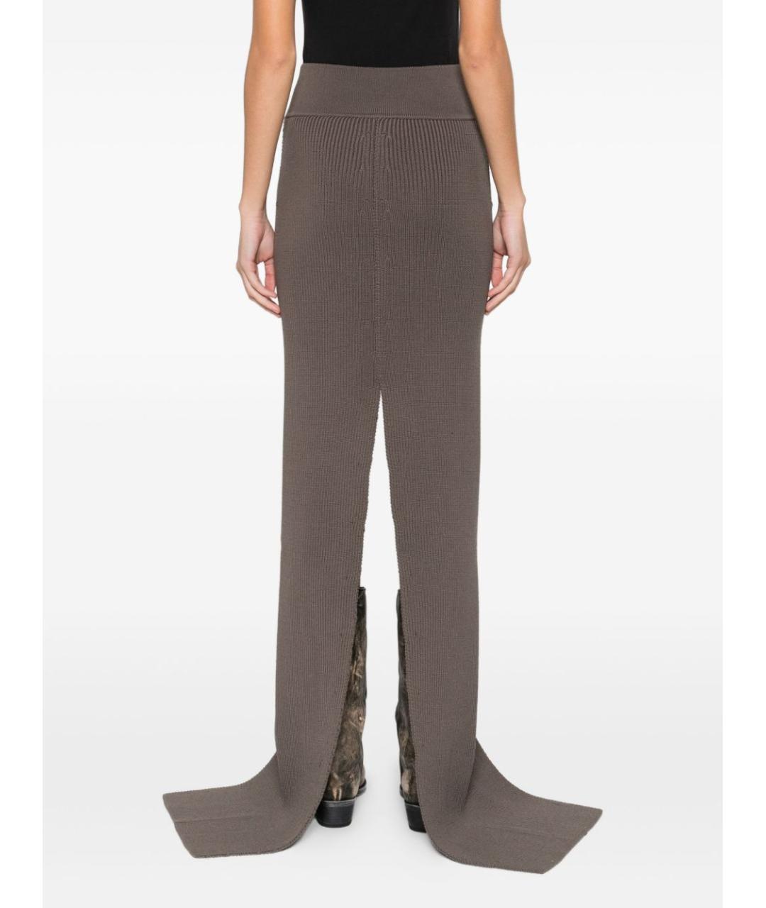 RICK OWENS Серая шерстяная юбка макси, фото 3