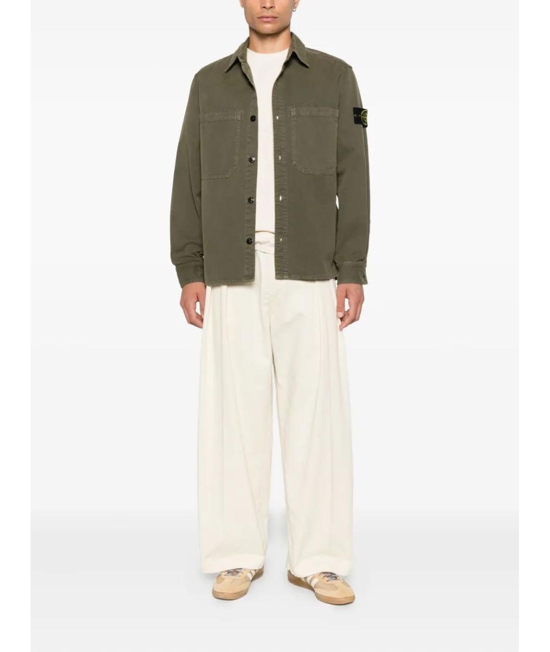 STONE ISLAND Зеленая хлопковая кэжуал рубашка, фото 2