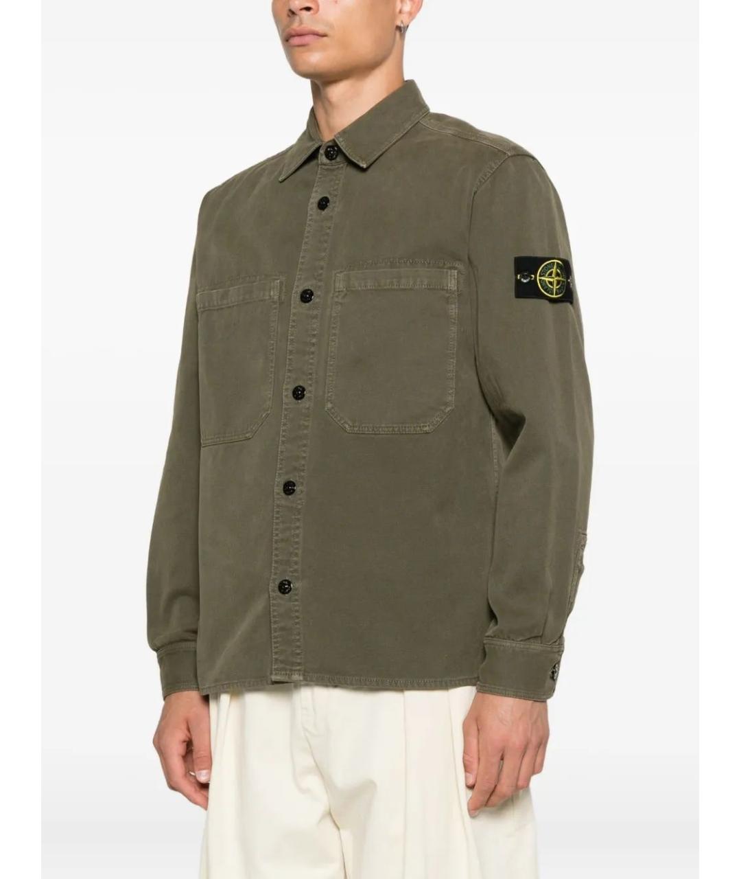 STONE ISLAND Зеленая хлопковая кэжуал рубашка, фото 3