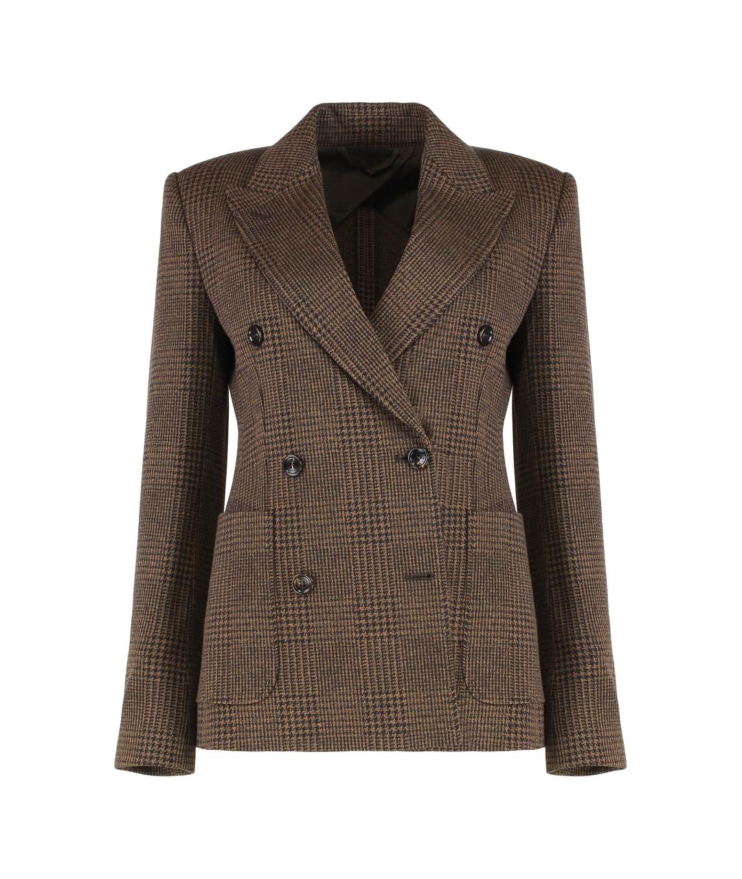 MAX MARA Коричневый шерстяной жакет/пиджак, фото 1