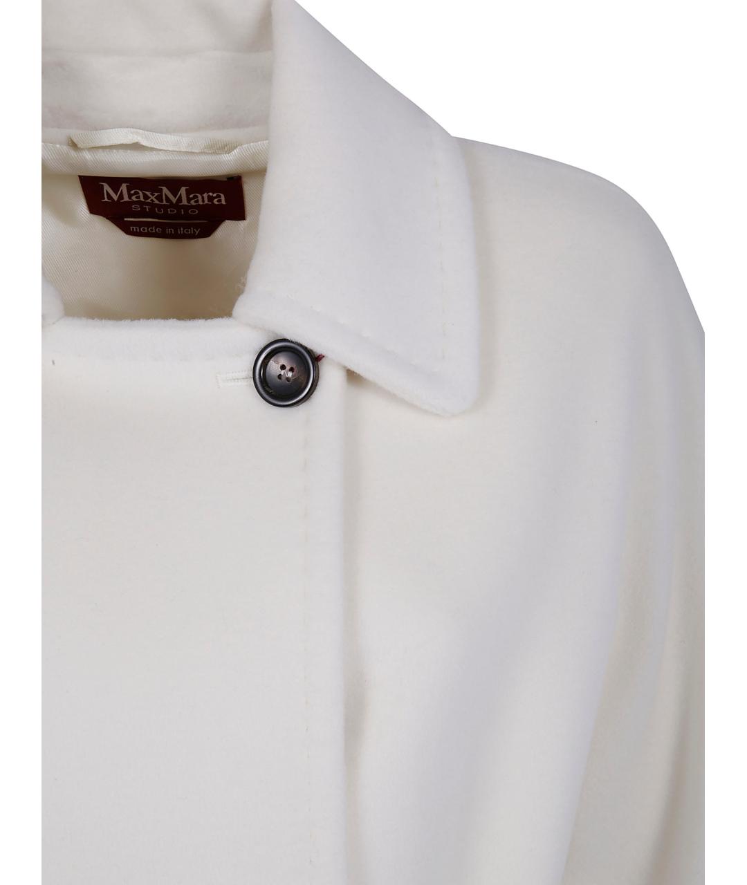 MAX MARA STUDIO Белое шерстяное пальто, фото 3