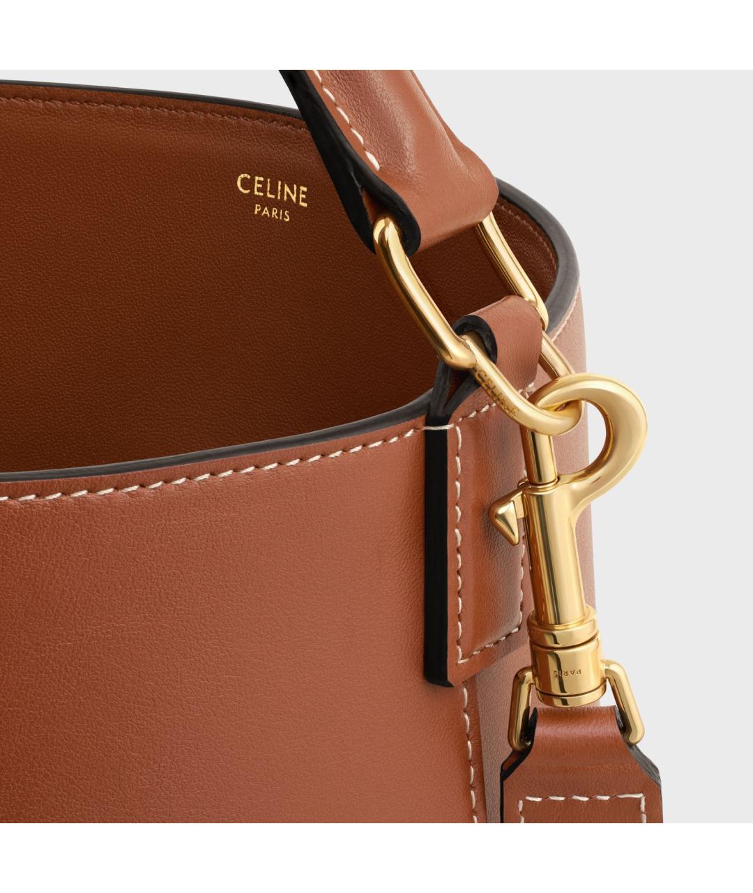 CELINE Коричневая кожаная сумка через плечо, фото 4