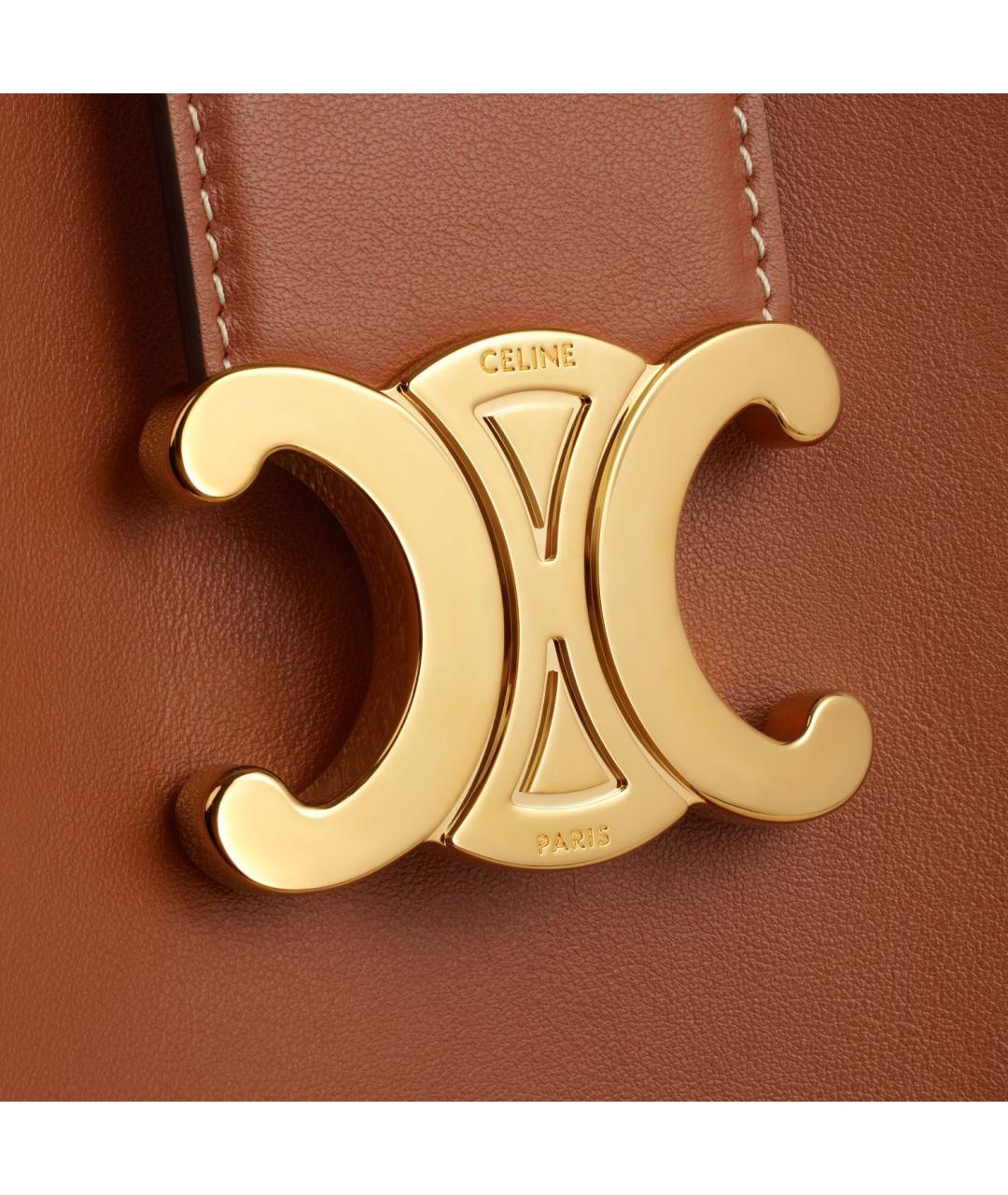 CELINE Коричневая кожаная сумка через плечо, фото 5