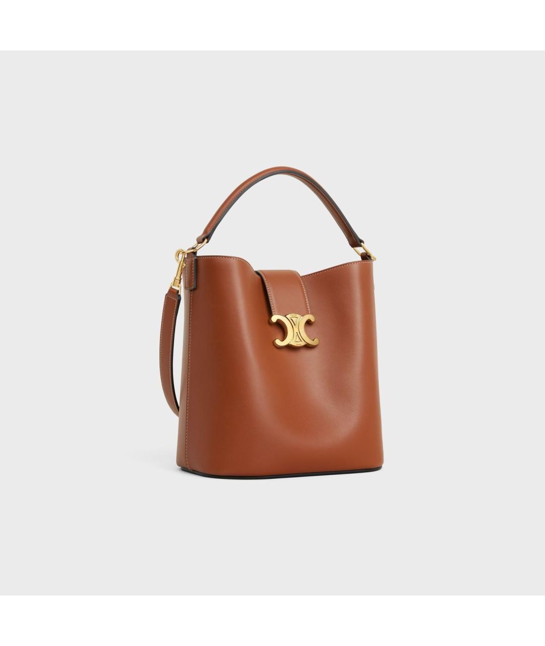 CELINE Коричневая кожаная сумка через плечо, фото 2