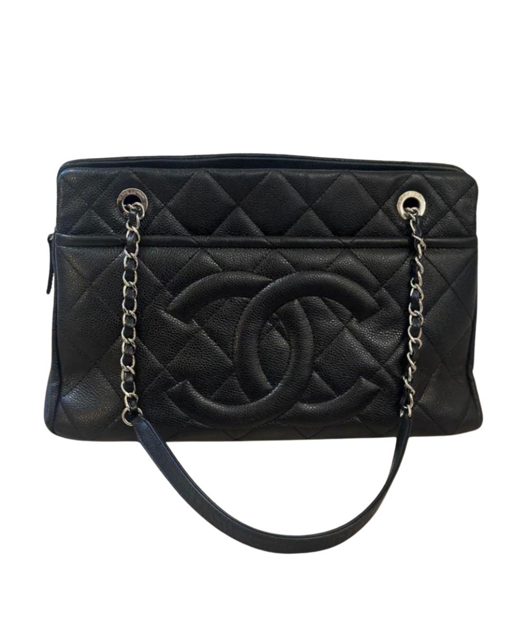CHANEL Черная кожаная сумка с короткими ручками, фото 1