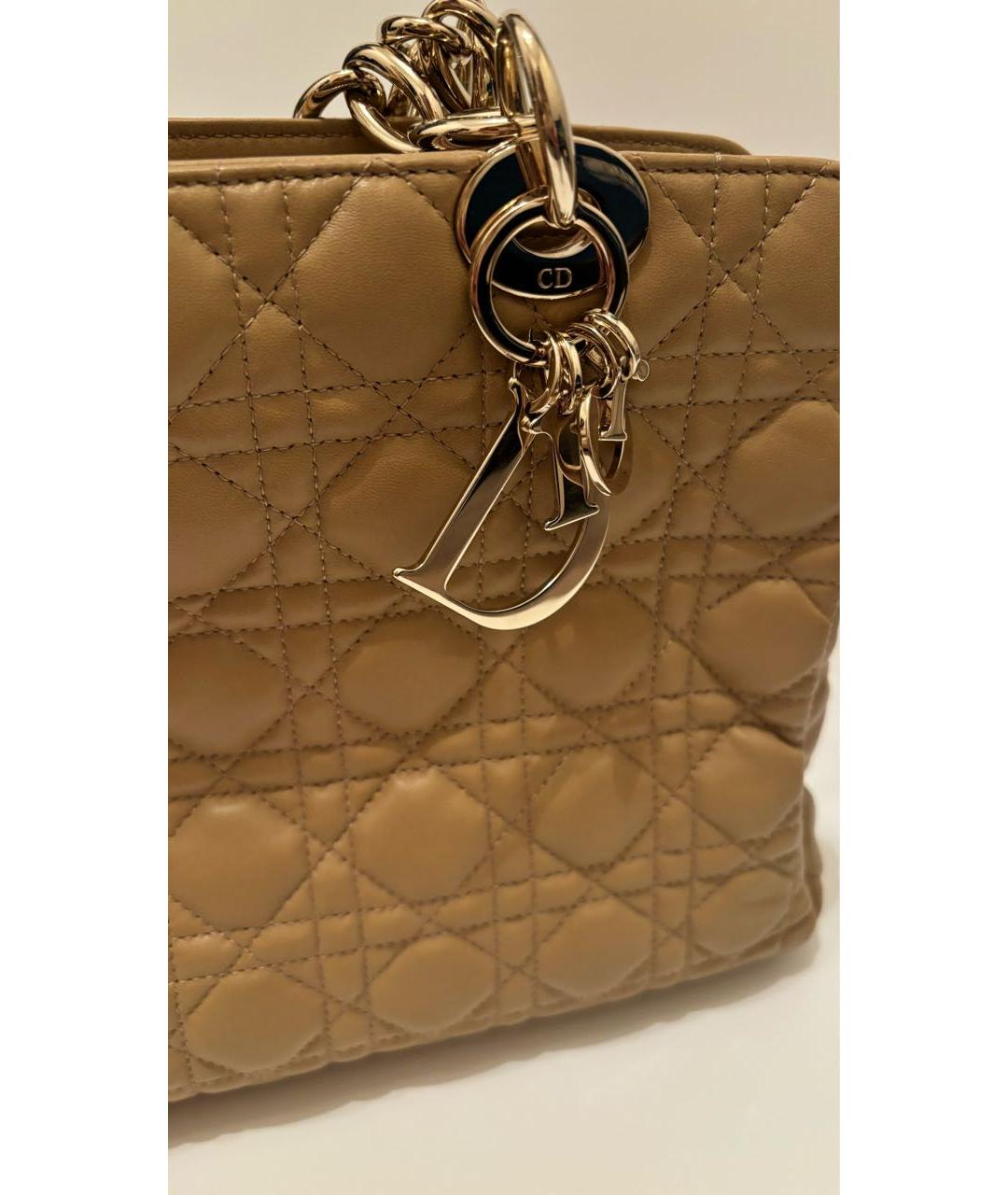 CHRISTIAN DIOR Бежевая кожаная сумка тоут, фото 4