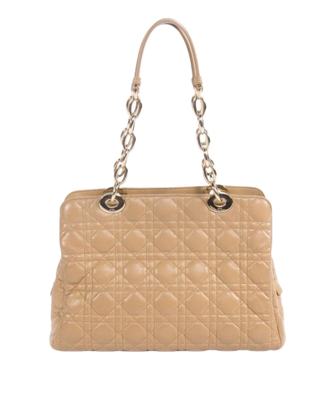 CHRISTIAN DIOR Бежевая кожаная сумка тоут, фото 1