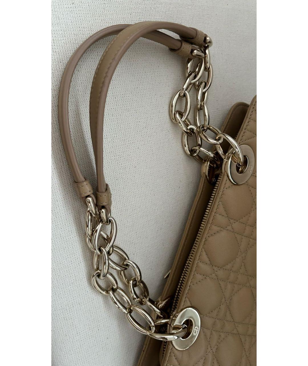 CHRISTIAN DIOR Бежевая кожаная сумка тоут, фото 7