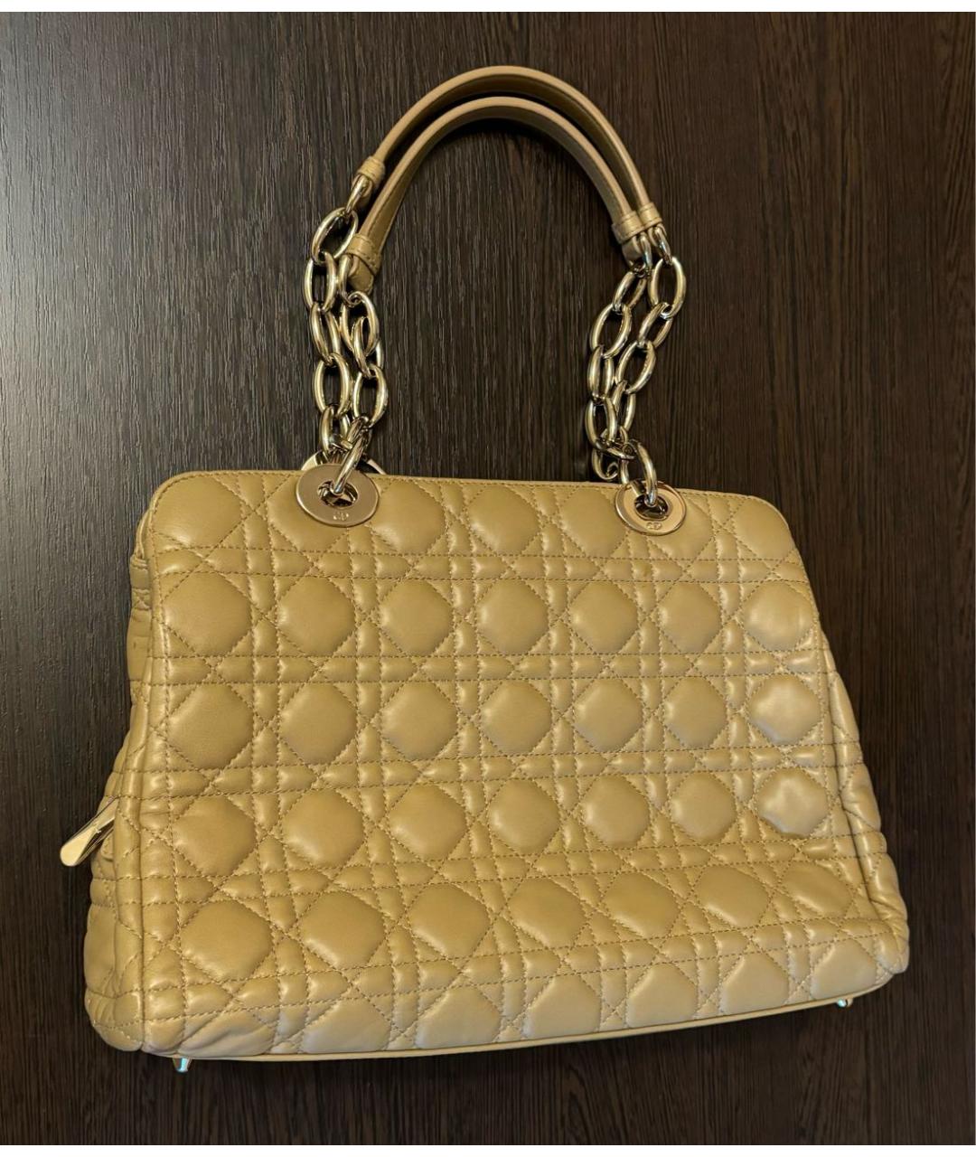 CHRISTIAN DIOR Бежевая кожаная сумка тоут, фото 4