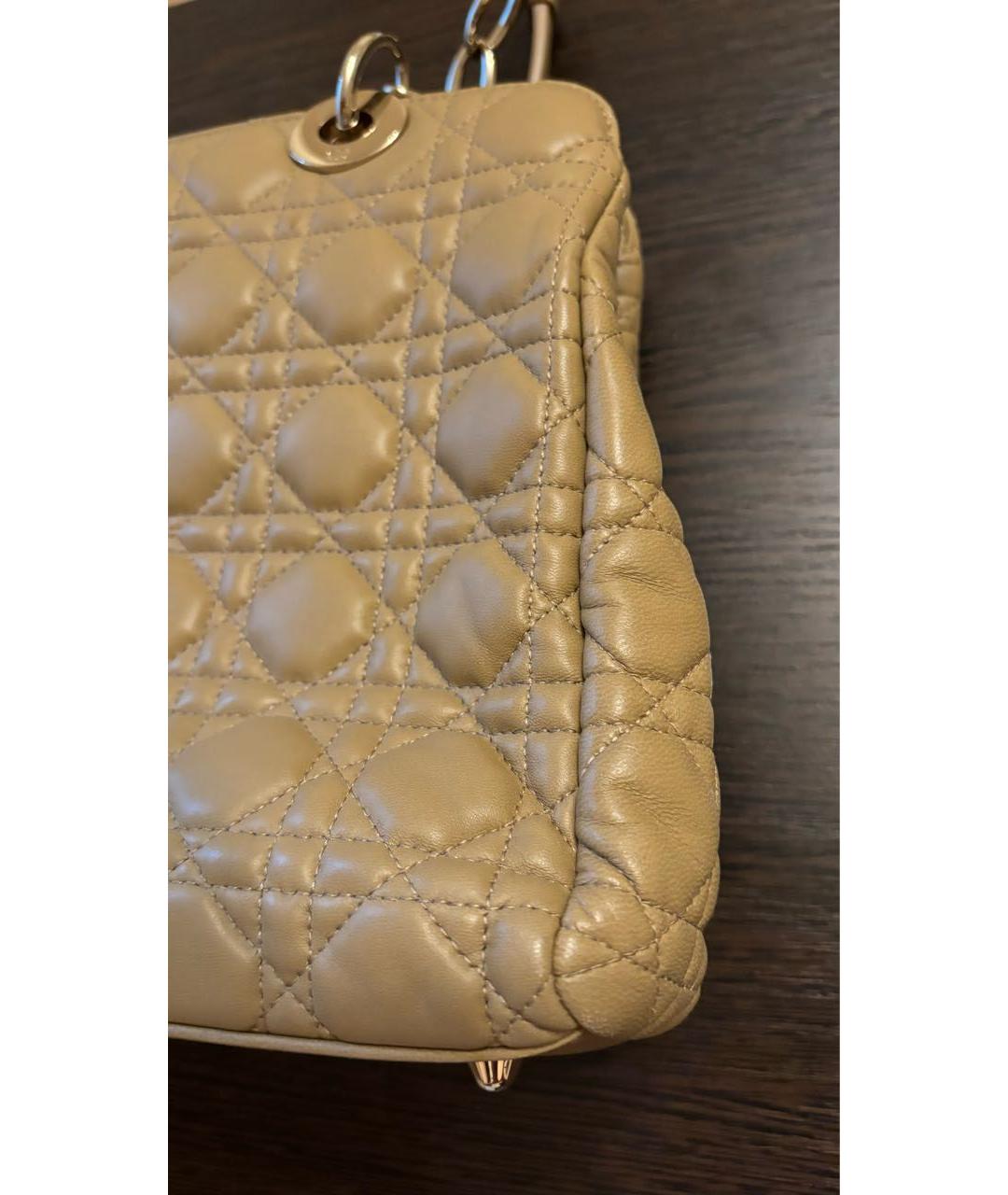 CHRISTIAN DIOR Бежевая кожаная сумка тоут, фото 7
