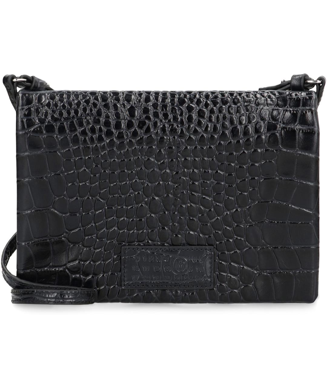 MM6 MAISON MARGIELA Черная кожаная сумка через плечо, фото 2