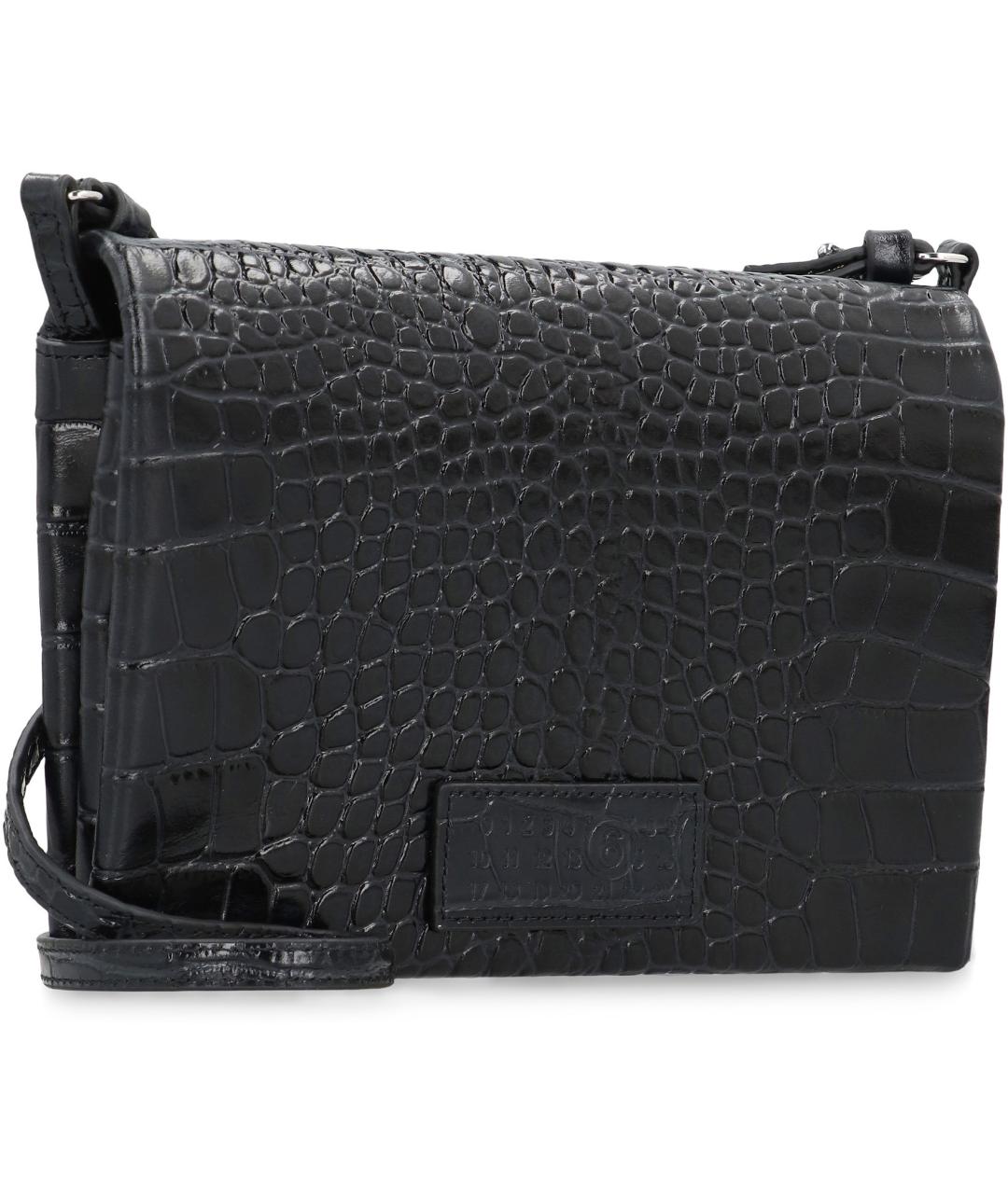 MM6 MAISON MARGIELA Черная кожаная сумка через плечо, фото 3