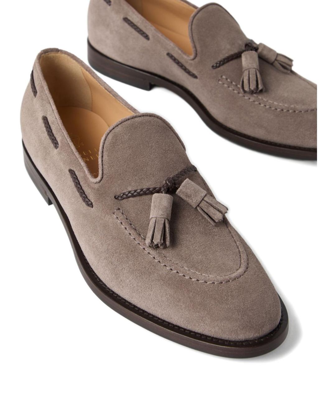 BRUNELLO CUCINELLI Серые замшевые лоферы, фото 3