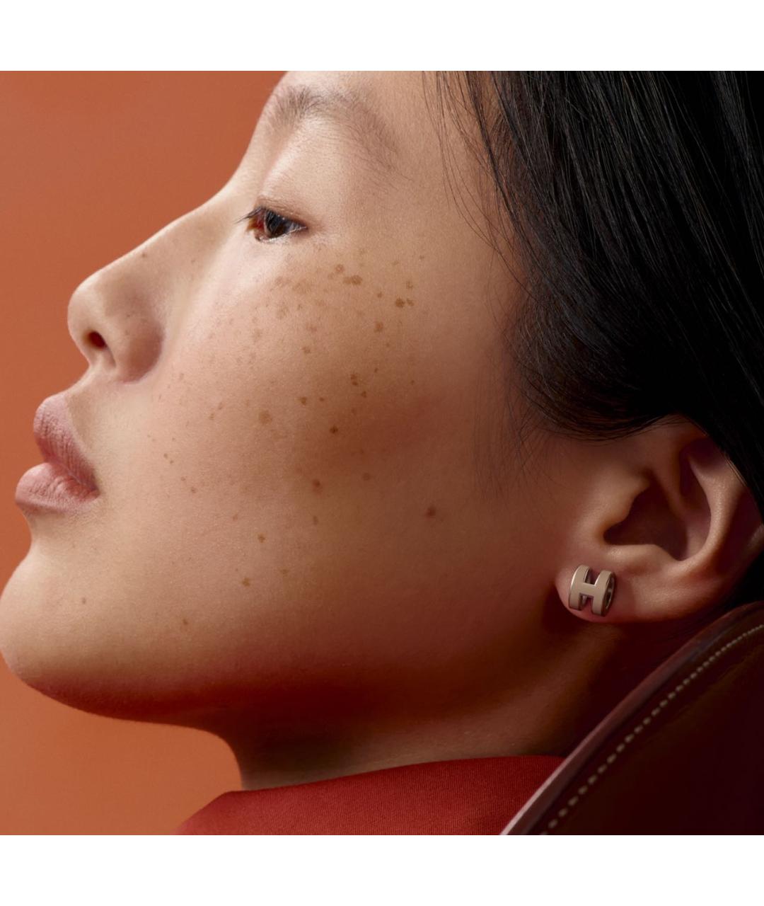 HERMES Бежевые металлические серьги, фото 2