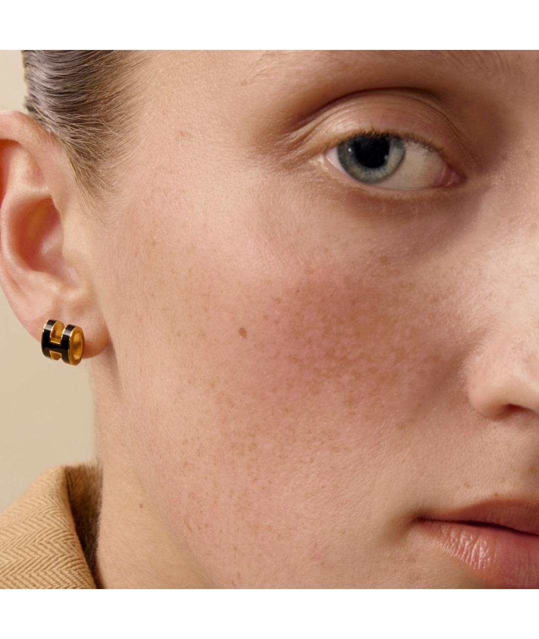 HERMES Черные металлические серьги, фото 2