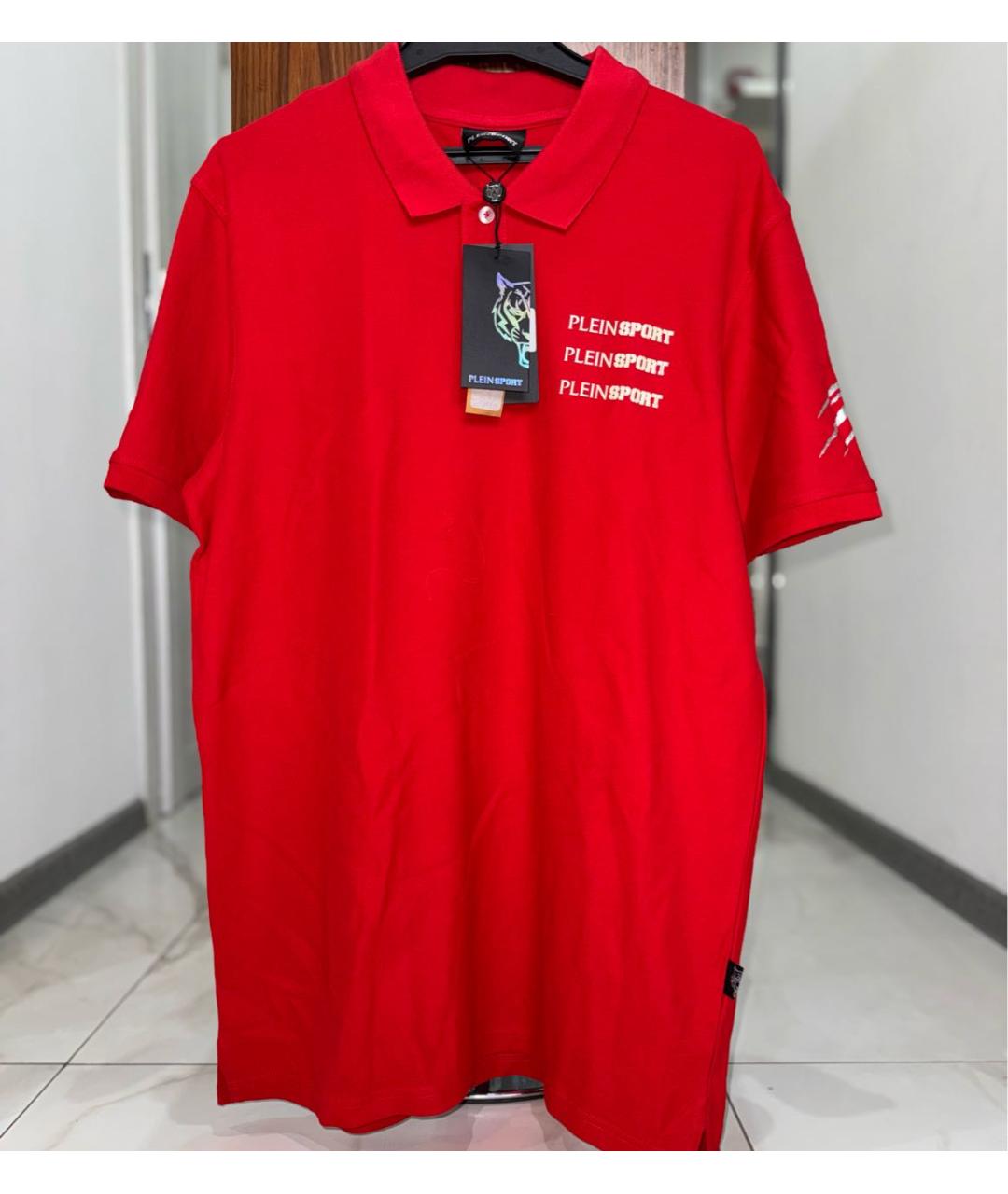 PHILIPP PLEIN Красное хлопковое поло с коротким рукавом, фото 8