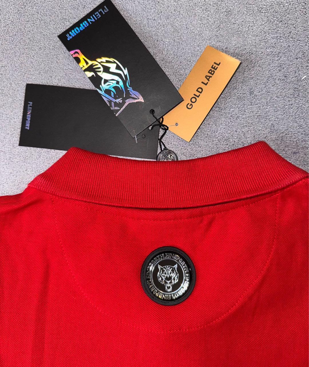 PHILIPP PLEIN Красное хлопковое поло с коротким рукавом, фото 4