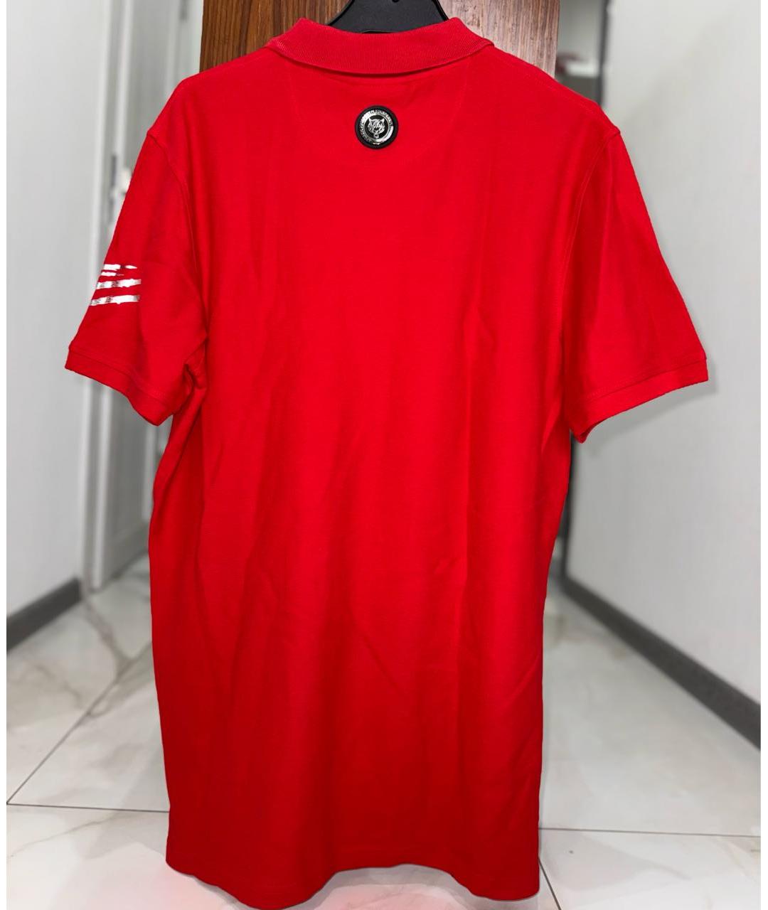 PHILIPP PLEIN Красное хлопковое поло с коротким рукавом, фото 2