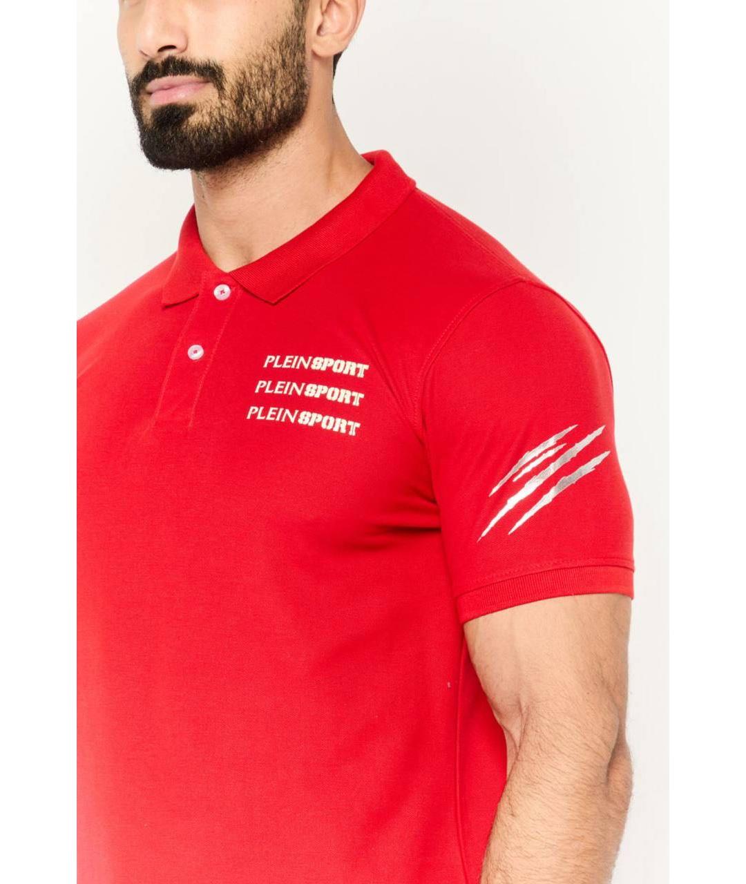 PHILIPP PLEIN Красное хлопковое поло с коротким рукавом, фото 6