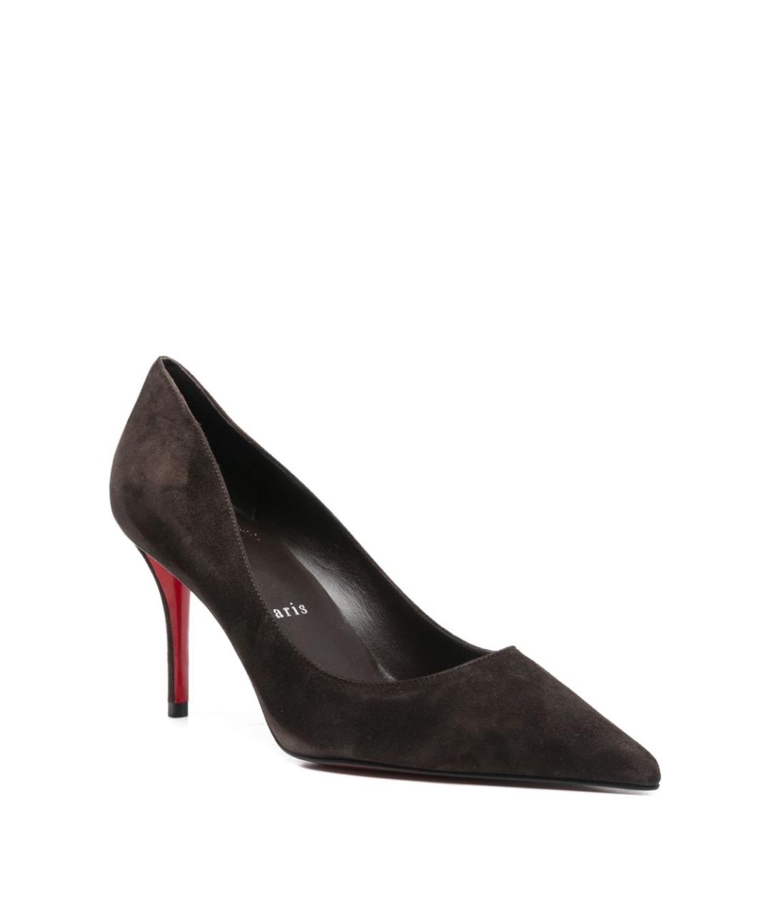 CHRISTIAN LOUBOUTIN Коричневые замшевые туфли, фото 3